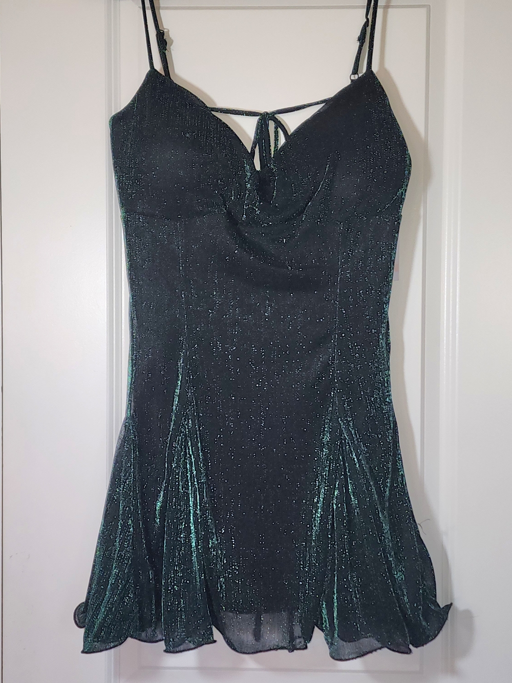 NWT Black & Emerald Sparkle Slip Dress Size 13/14. Item 0726261D